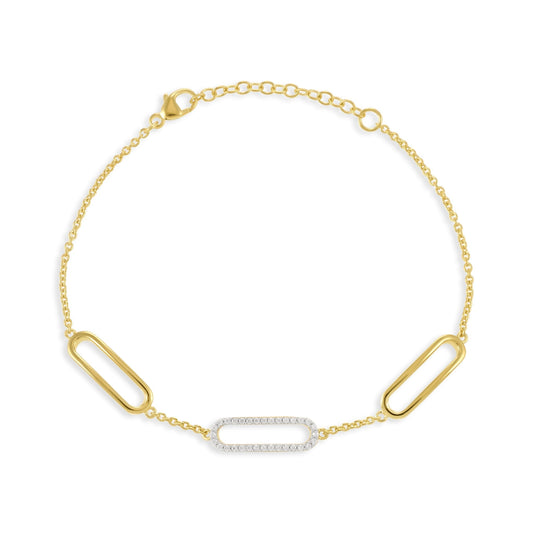 18ct Gold Plated Silver Cubic Zirconia Chain Bracelet