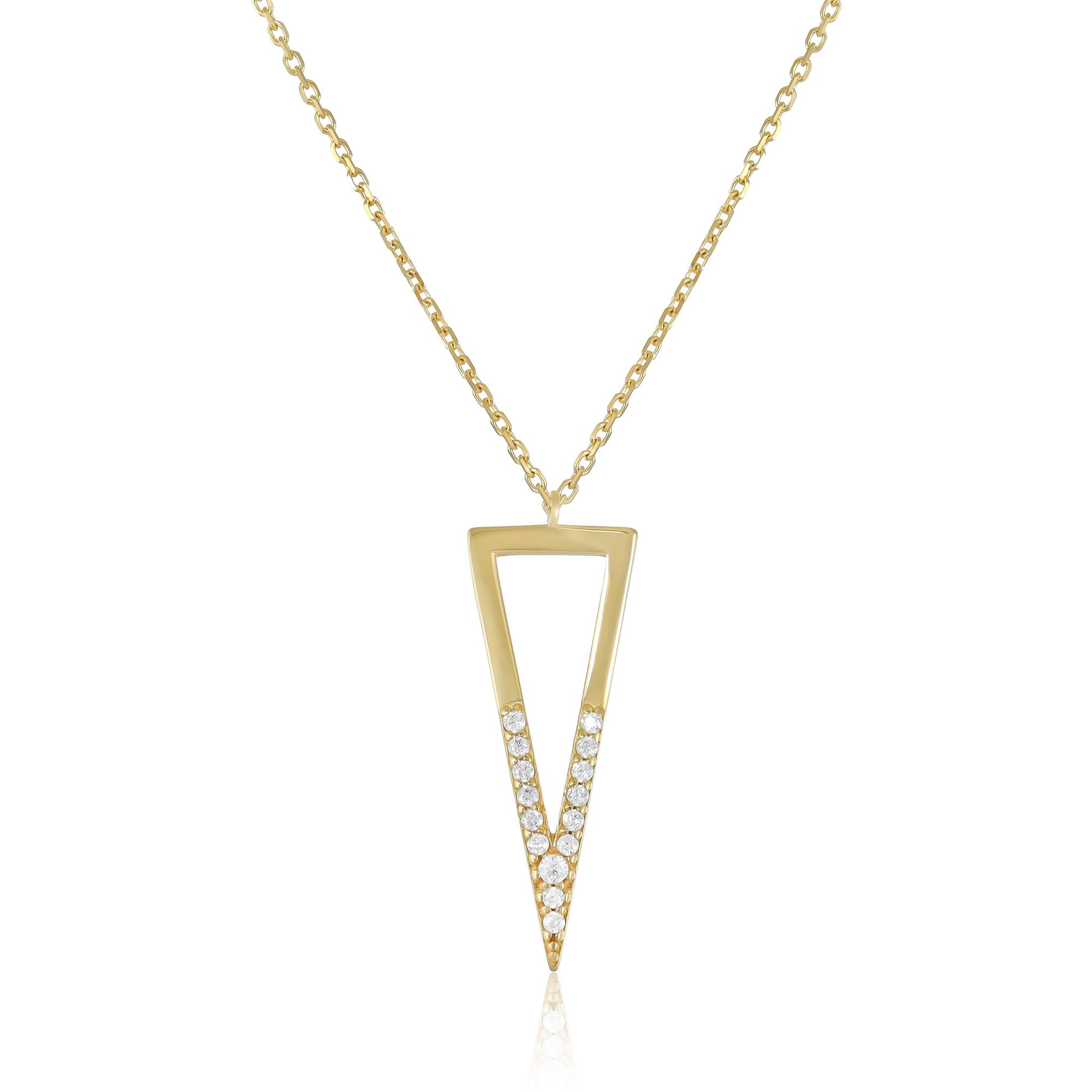 9ct Yellow Gold Triangular Pendant Necklace