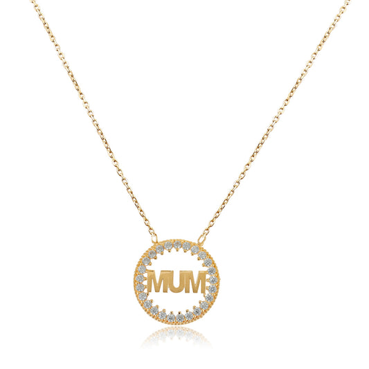 9ct Yellow Gold Mum Pendant Necklace