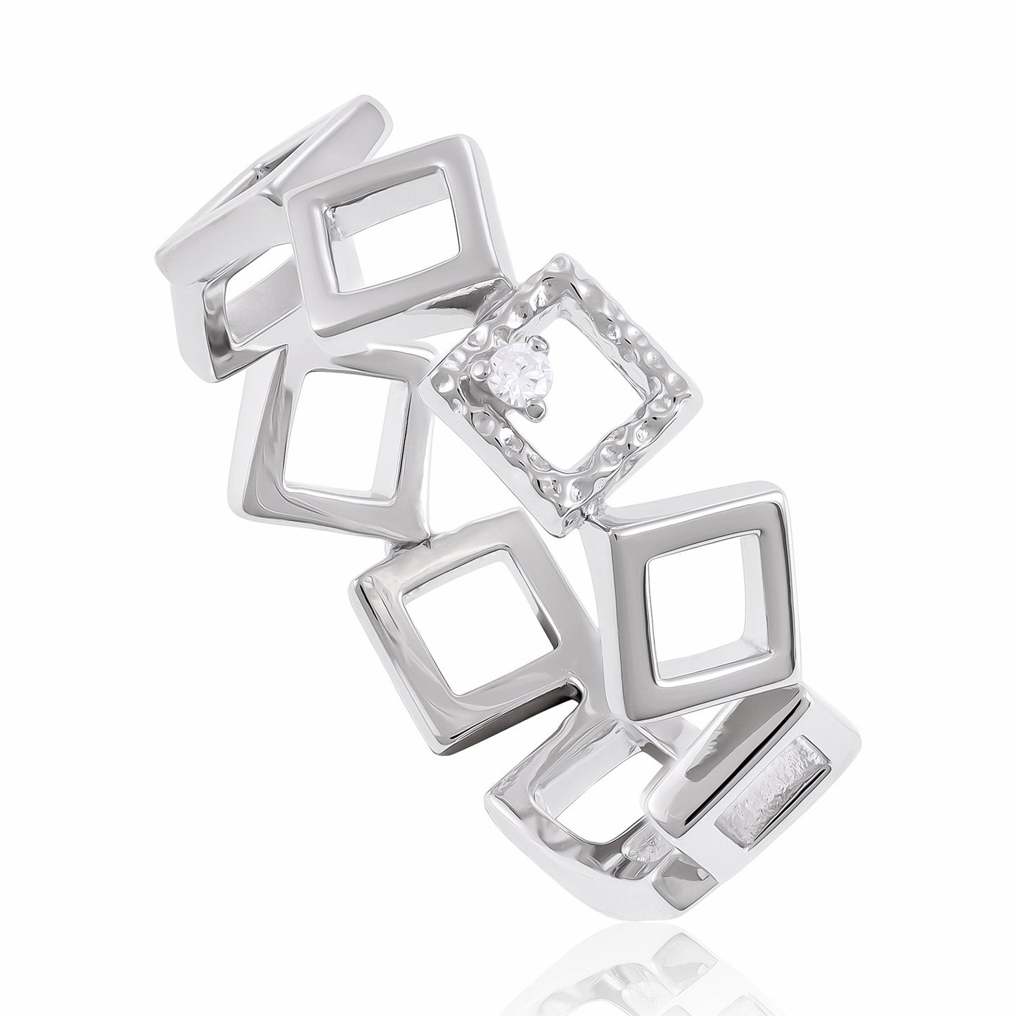 Sterling Silver Rhodium Plated Cubic Zirconia Ring
